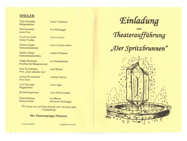 Aufführung 2005: Programmheft/Einladung Der Spritzbrunnen